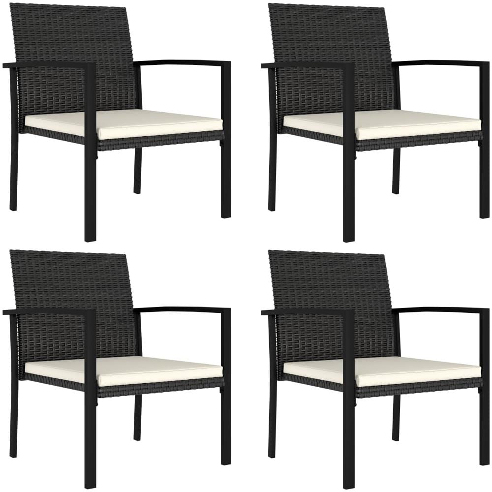 Sedie Da Pranzo Per Giardino 4 Pz In Polyrattan Nero - Foto 1