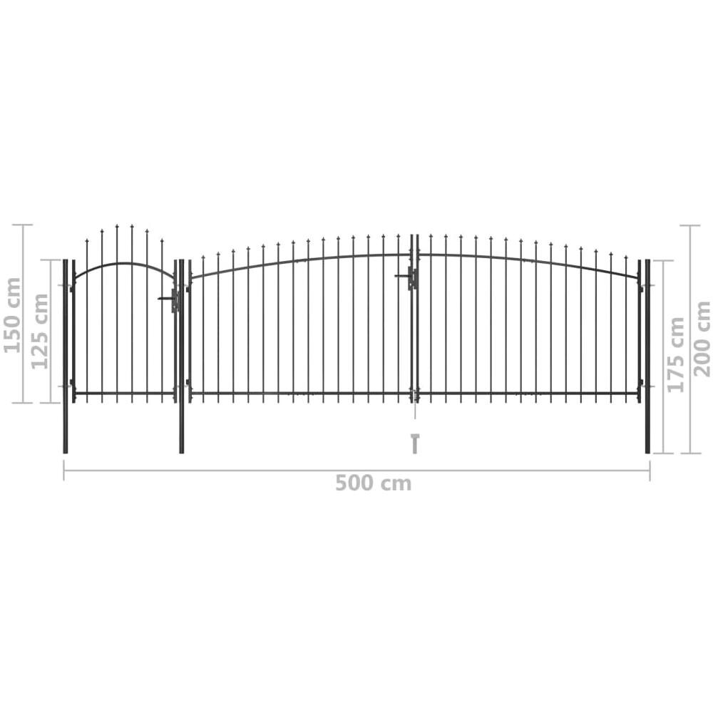 Cancello Da Giardino Con Punta A Lancia 5x2 M Nero - Foto 5
