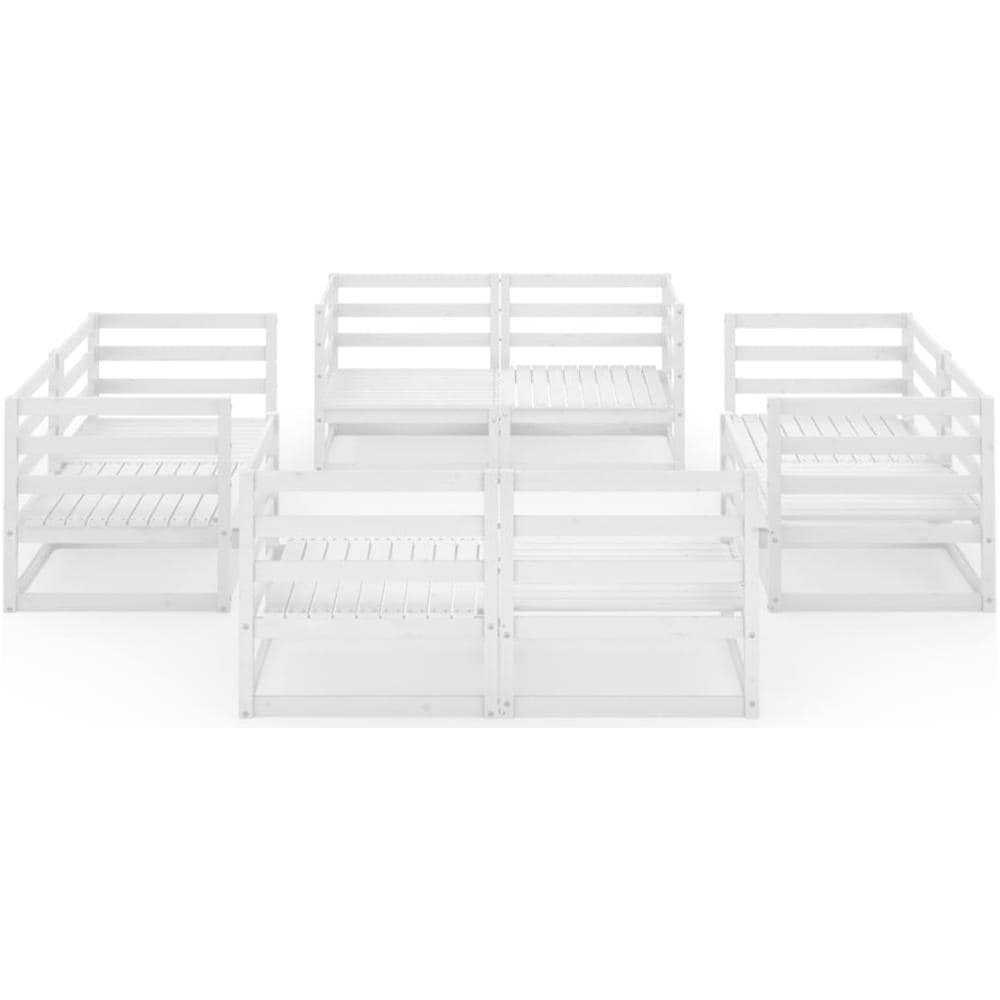 Set Divani da Giardino 8 pz Bianco in Legno Massello di Pino - Foto 3