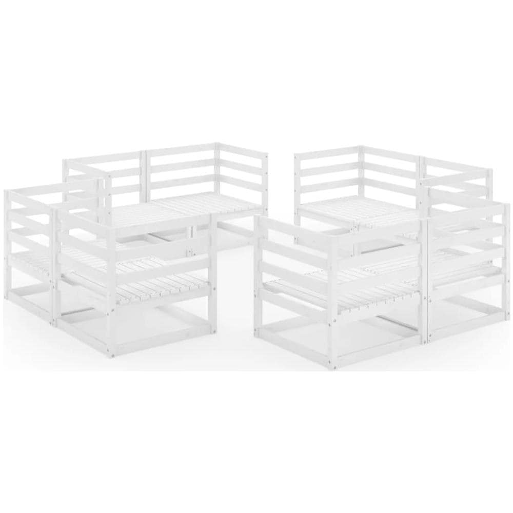 Set Divani da Giardino 8 pz Bianco in Legno Massello di Pino - Foto 2