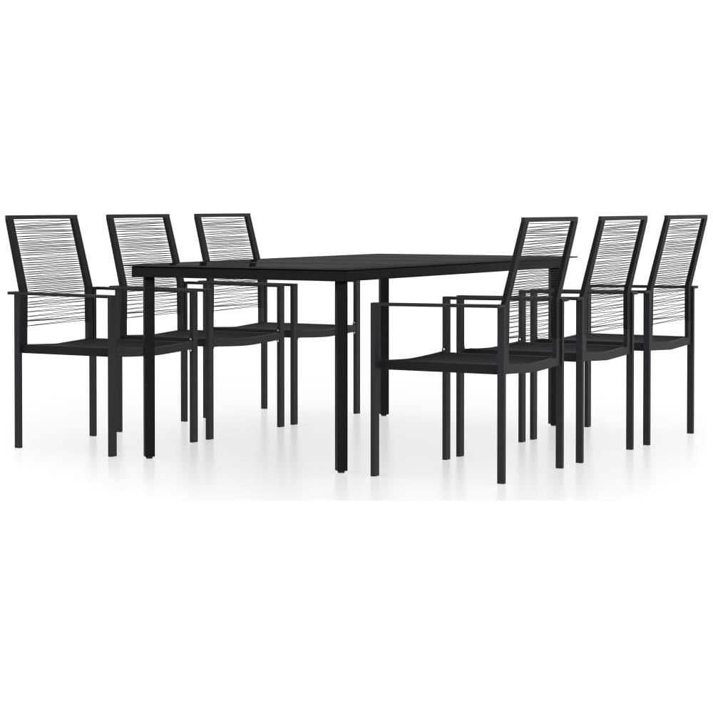 Set Mobili Da Pranzo Da Giardino 7 Pz Nero - Foto 2