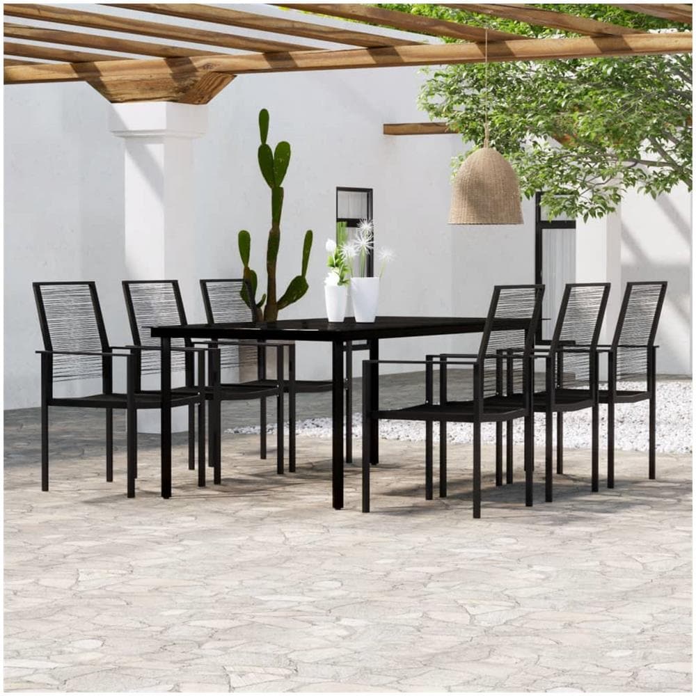 Set Mobili Da Pranzo Da Giardino 7 Pz Nero - Foto 1