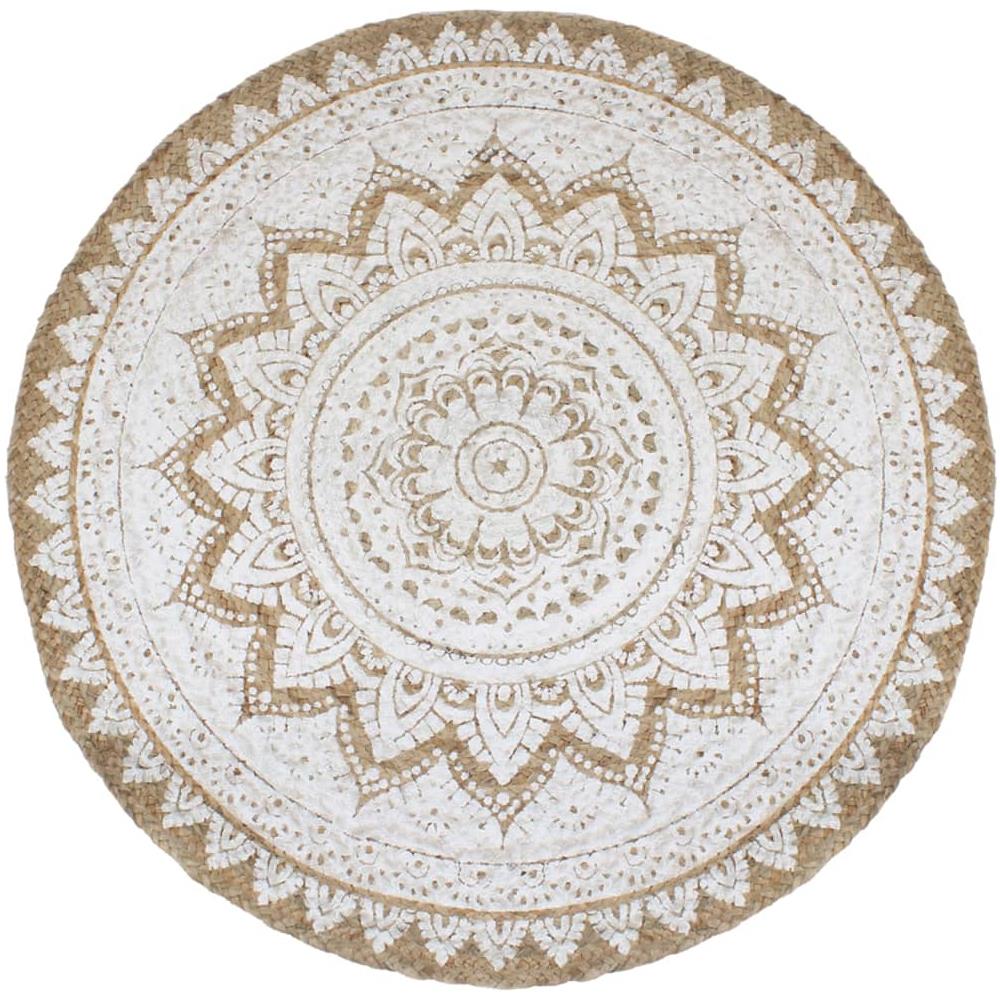 Tappeto In Juta Intrecciata Con Stampa 240 Cm Rotondo - Foto 1