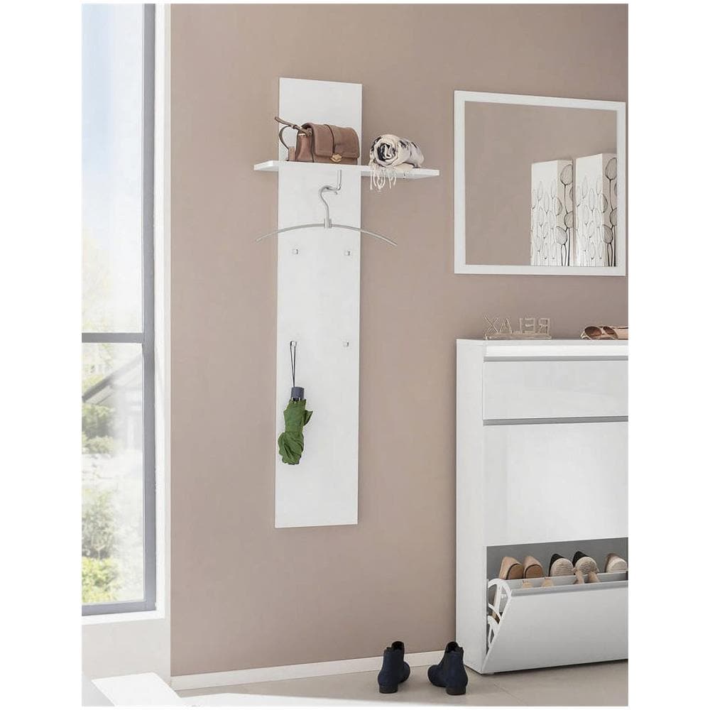 Mobile Da Ingresso Omer, Entratina Moderna Multifunzione, Armadietto Multiuso Per Atrio, 100% Made In Italy, Cm 50x27h140, Bianco Lucido - Foto 1