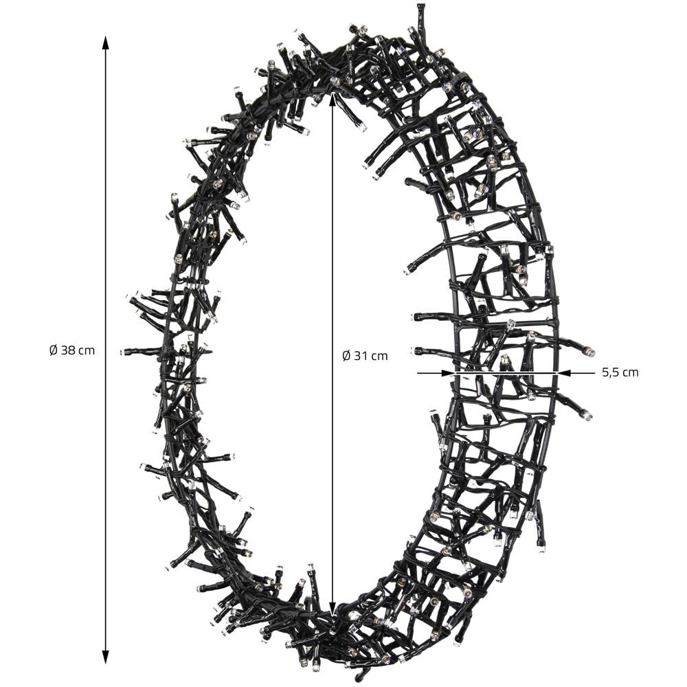 Ghirlanda Luminosa Decorativa Catena Con 300 Luci Led Ø 38 Cm Bianco Caldo Ip44 Decorazione Natalizia Da Appendere Per Porte E Finestre Con 8 Programmi Di Illuminazione Da Interno /esterno - Foto 7