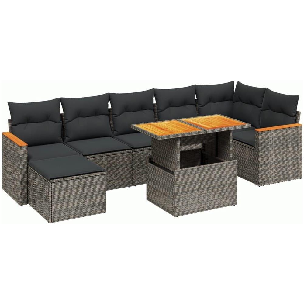 Set Divano da Giardino 8 pz con Cuscini Grigio in Polyrattan - Foto 1