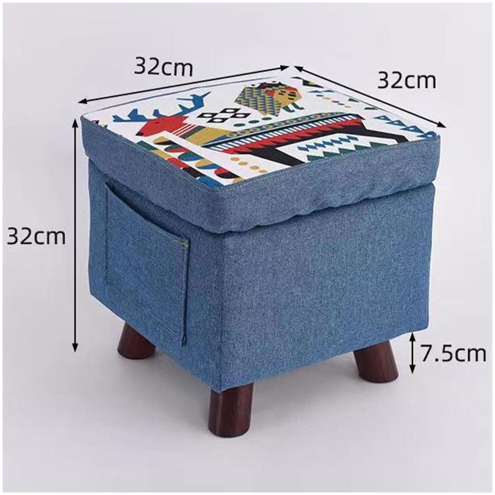 Pouf Contenitore in Tessuto Multiuso Poggiapiedi Sgabello e Baule Colore Blu - Foto 2