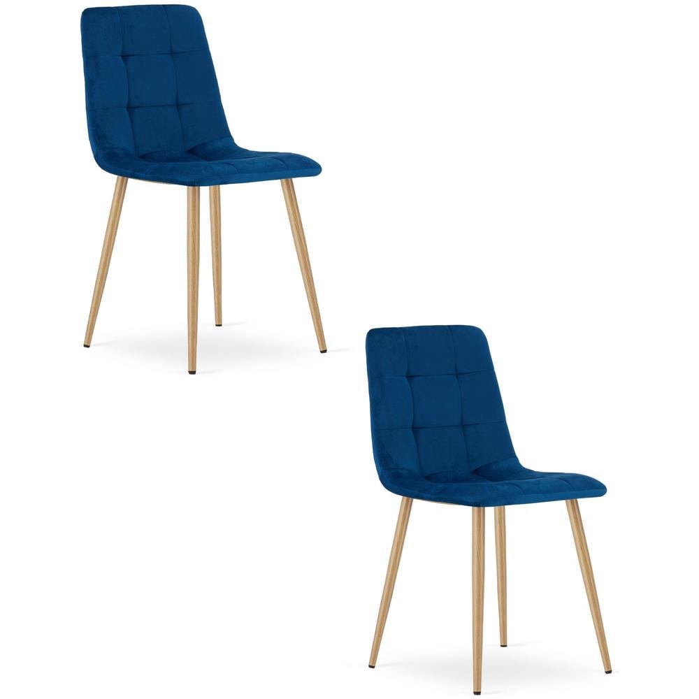 Sedia PYRA in velluto blu navy - Design moderno x 2 - Foto 1
