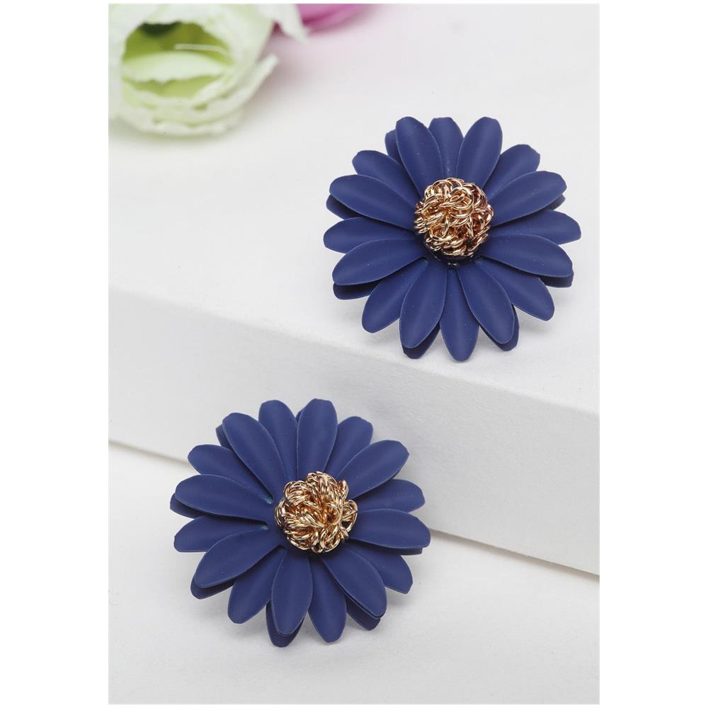 Orecchini a Bottone Floreali Blu - Foto 2