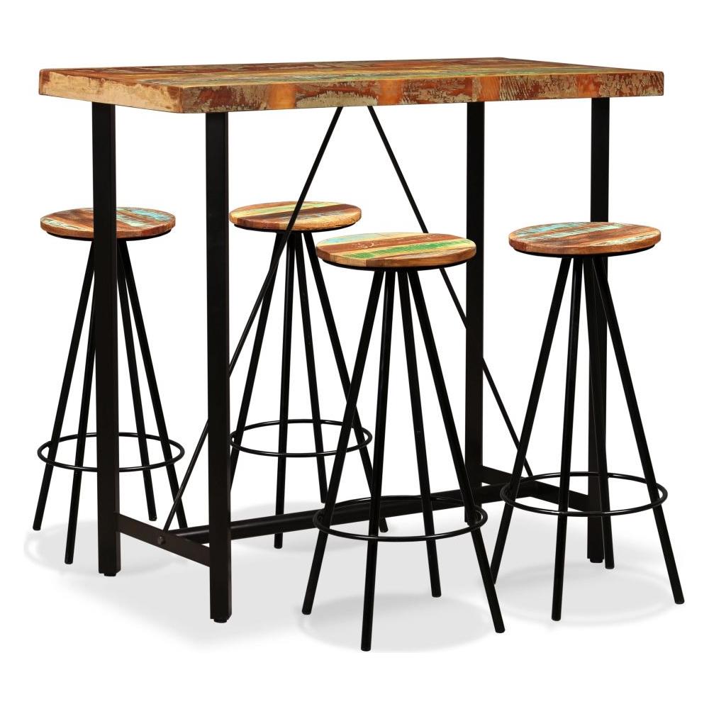 Set Da Bar 5 Pz In Legno Massello Di Recupero - Foto 1