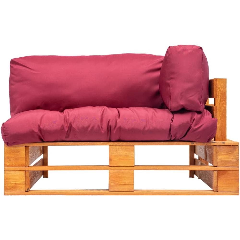 Divano Da Giardino A Pallet Con Cuscini Rossi In Legno Pino - Foto 2