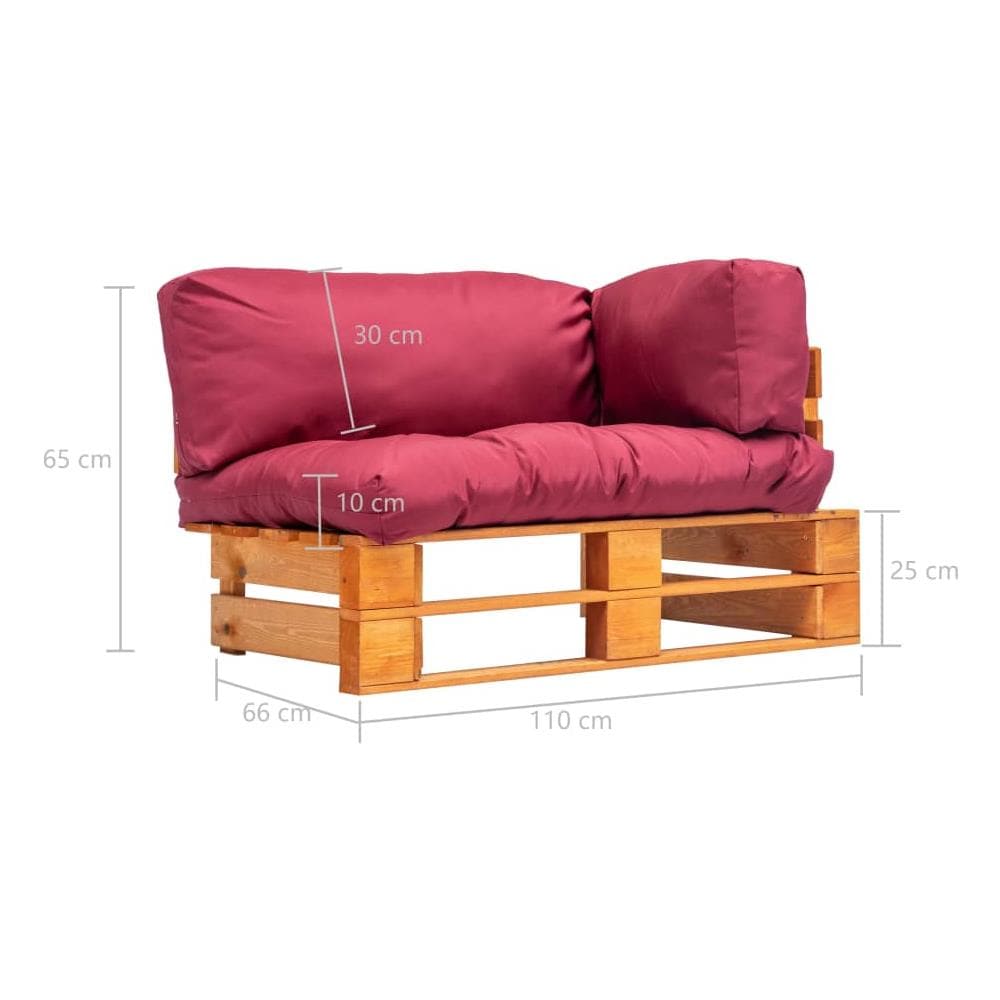 Divano Da Giardino A Pallet Con Cuscini Rossi In Legno Pino - Foto 5