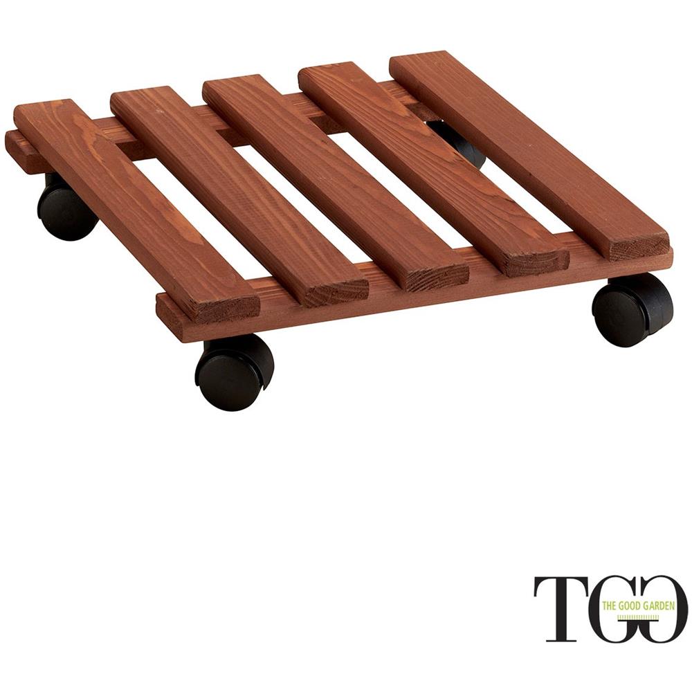 Thegoodgarden Carrello In Legno Portavaso Quadrato Carry Color Castagno 35 X 35 Cm Confezione Da 2 Pezzi Eprice
