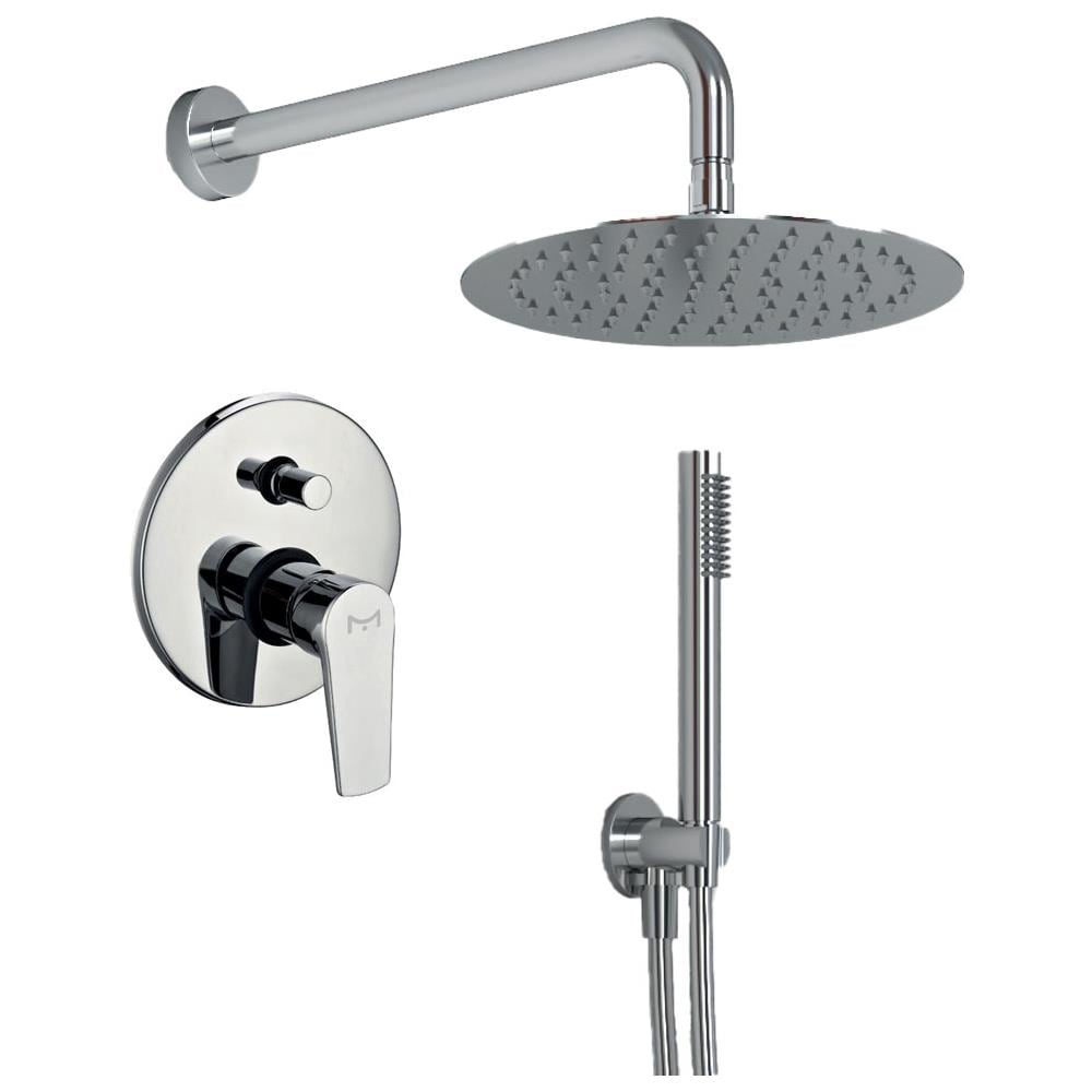 Kit Doccia Tondo 4 Completo Di Soffione Doccetta E Miscelatore Con Deviatore Red - Foto 1