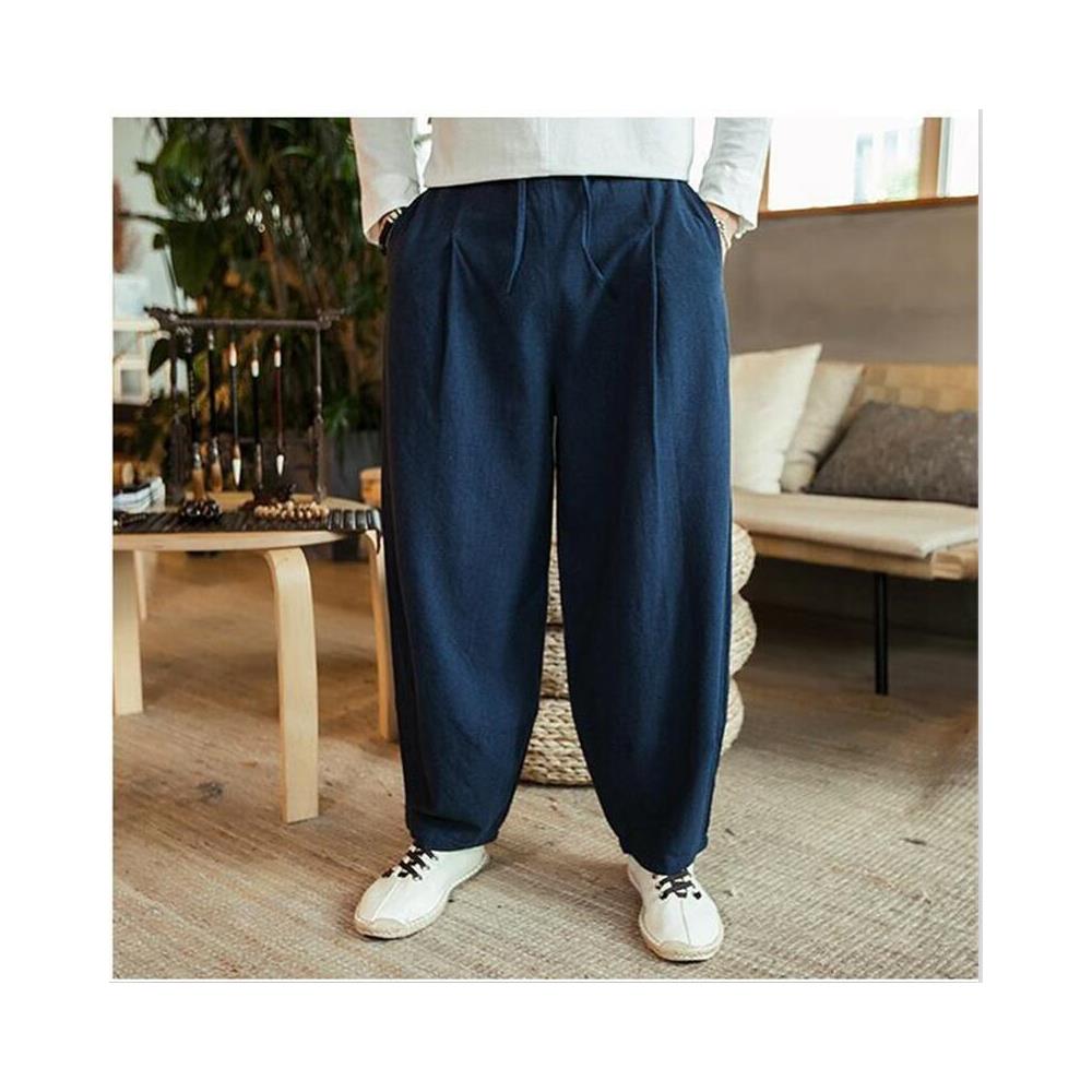 SLOWMOOSE - Pantaloni Larghi Da Uomo, Pantaloni Larghi In Lino Di Cotone [  marrone / Xl] - ePRICE