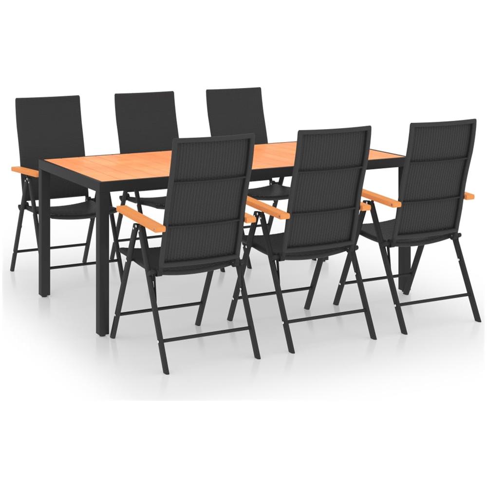 Set Da Pranzo Da Giardino 7 Pz Nero E Marrone - Foto 1