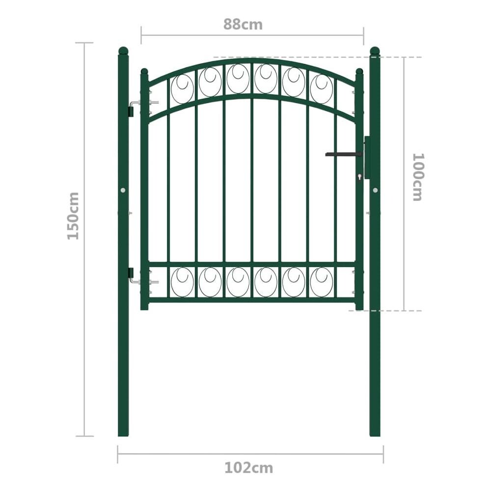 Cancello Per Recinzione Ad Arco In Acciaio 100x100 Cm Verde - Foto 5