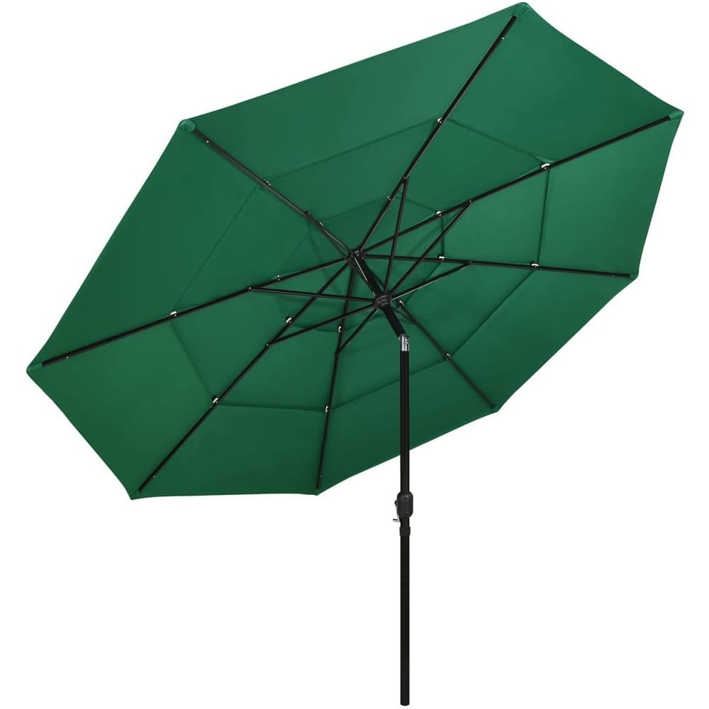 Ombrellone a 3 Livelli con Palo in Alluminio Verde 3,5 m - Foto 2