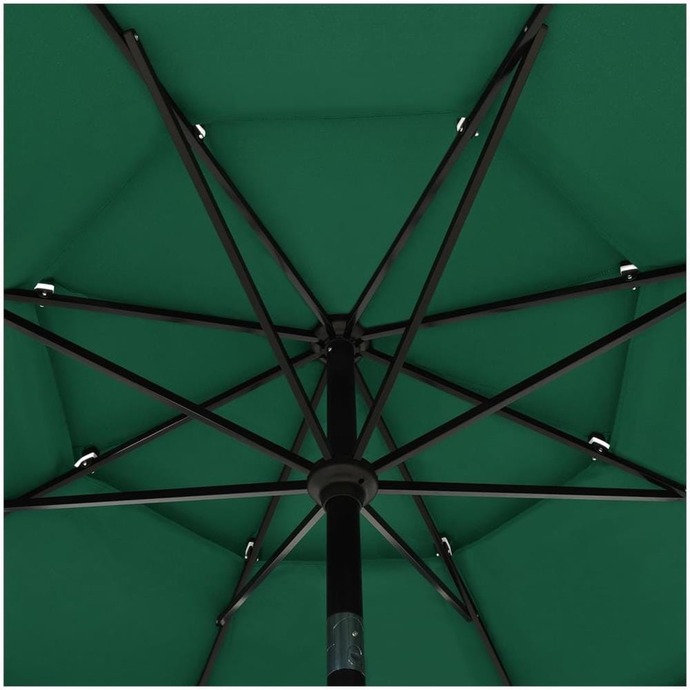 Ombrellone a 3 Livelli con Palo in Alluminio Verde 3,5 m - Foto 3