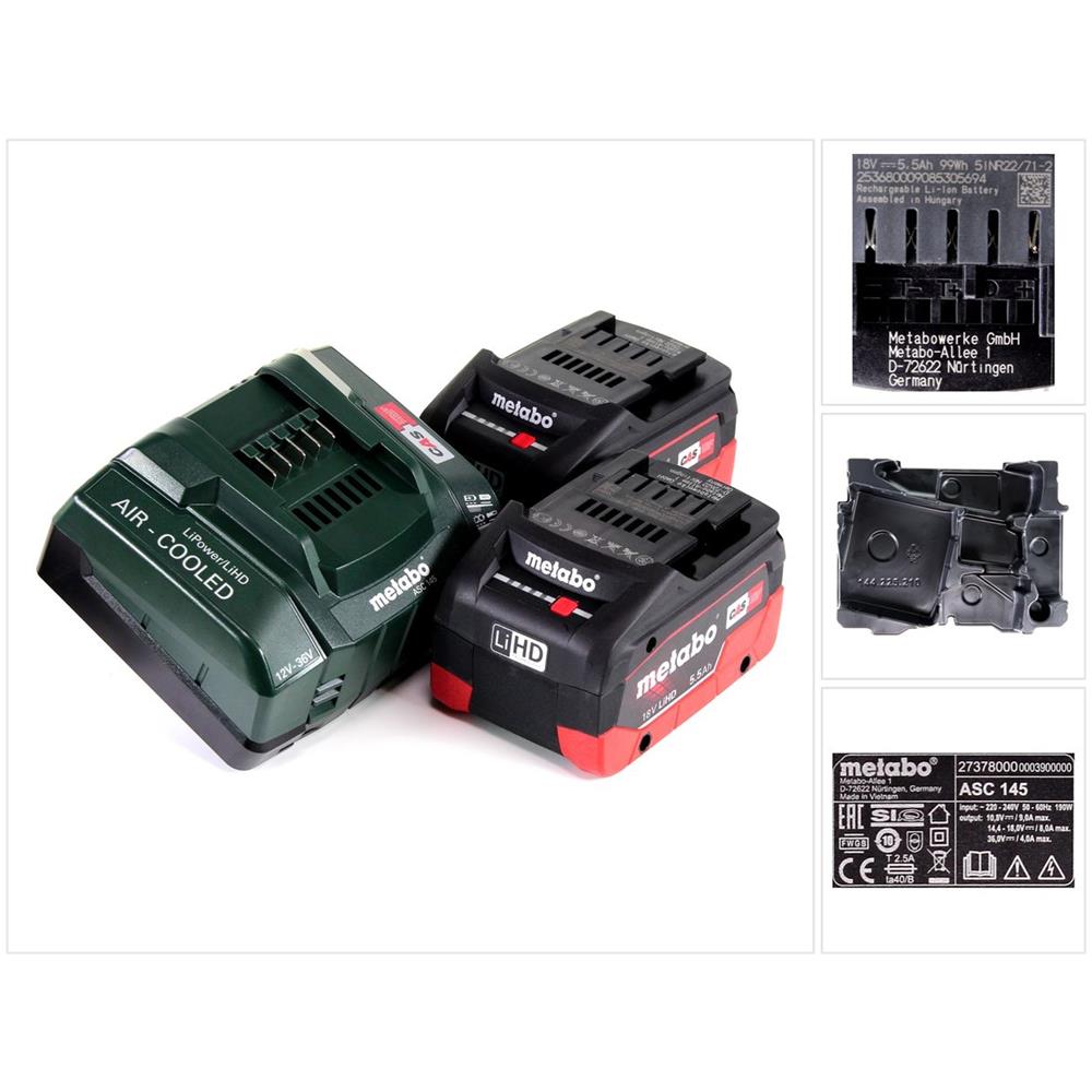 Basis Set 18v - 2x Batterie Lihd Da 5,5ah + Caricabatterie Asc 145â + Inserto (685122000) - Foto 1