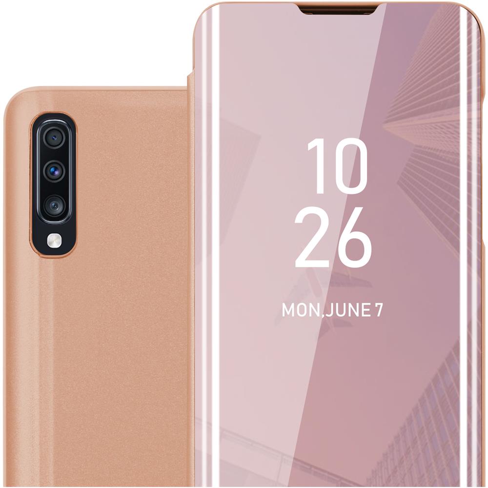 Custodia Compatibile Con Samsung Galaxy A70 / A70s In Kunzit Rosa - Clear View Specchio Coperchio Protettivo Con Funzione Di Supporto Protezione A 360 Gradi - Foto 1