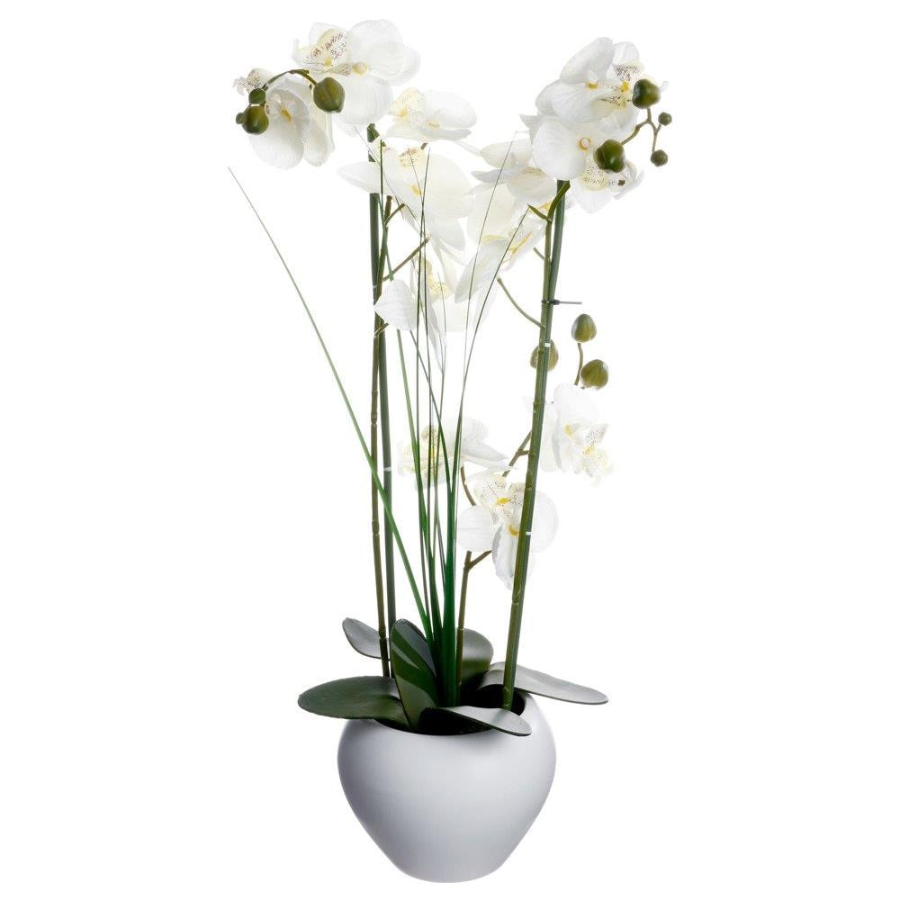 Orchidea Artificiale In Vaso, Composizione Floreale Di Buon Gusto Per La Decorazione D'interni - Foto 1