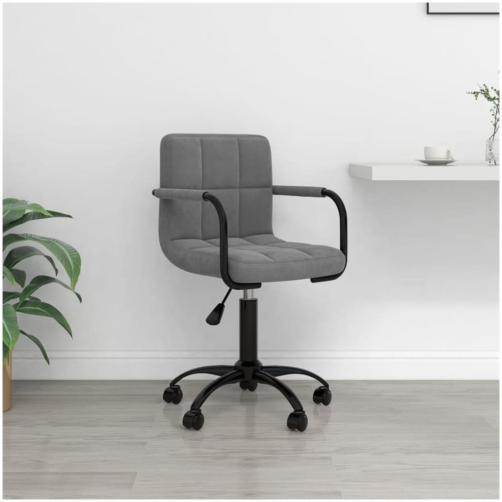 Sedia Da Ufficio Girevole Grigio Scuro In Velluto - Foto 1