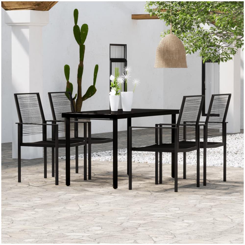 Set Mobili Da Pranzo Per Giardino 5 Pz Nero - Foto 1