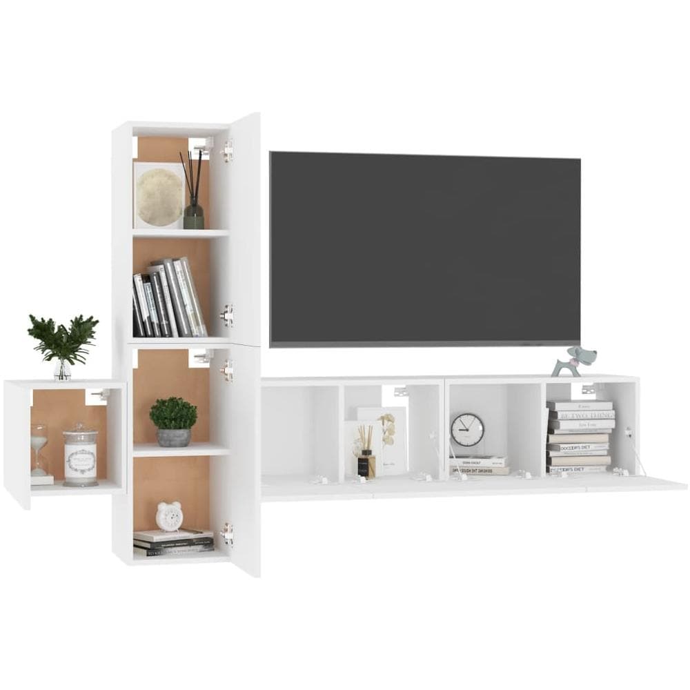 Set di Mobili Porta TV 5 pz Bianco in Legno Multistrato - Foto 1