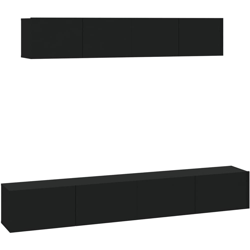 Set Mobili Porta Tv 4 Pz Nero In Legno Multistrato - Foto 2
