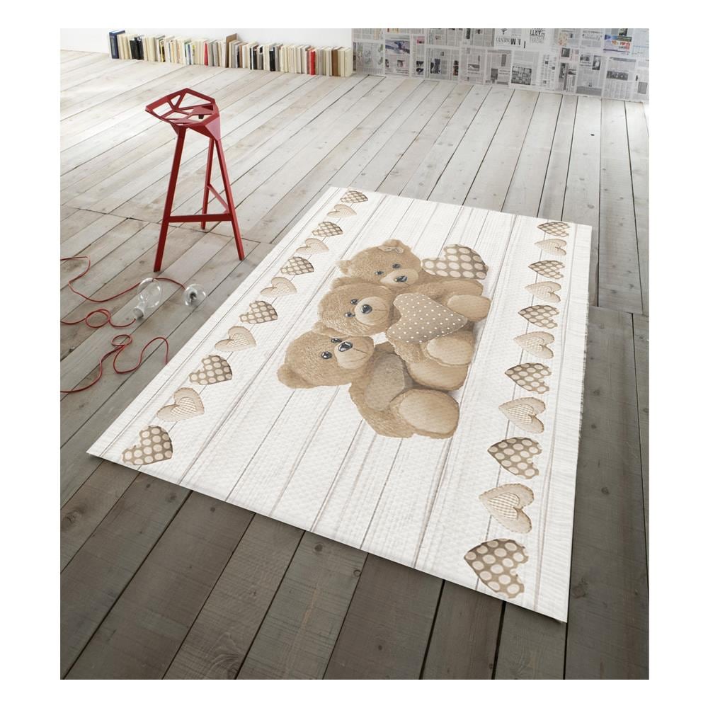 Tappeto Antiscivolo In Stampa Digitale Linea Pensieri Delicati Dis. New Orsetti 152x230 Beige - Foto 1
