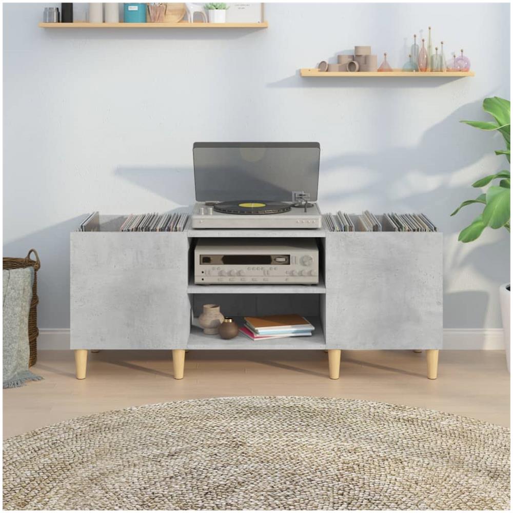 Mobile Porta Dischi Grigio Cemento 121x38x48 Legno Multistrato - Foto 2