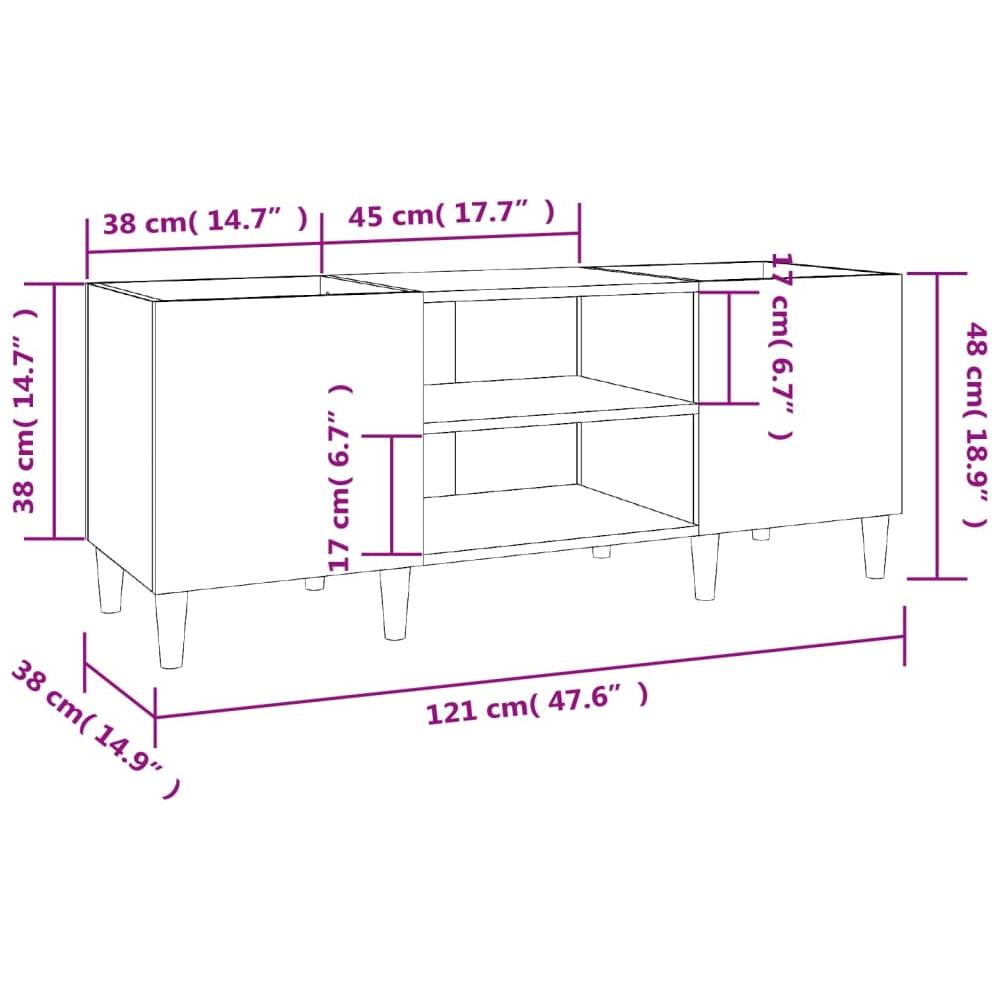 Mobile Porta Dischi Grigio Cemento 121x38x48 Legno Multistrato - Foto 7