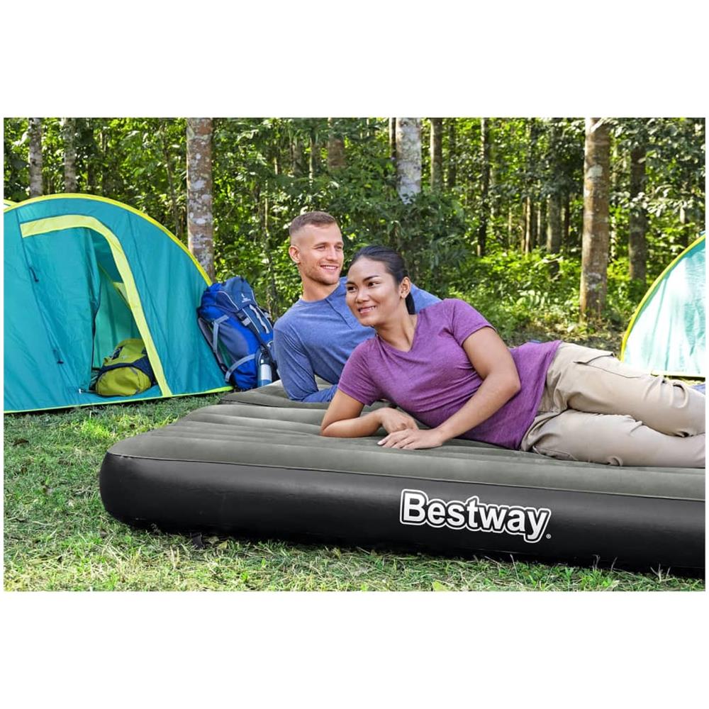 Letto Ad Aria Gonfiabile 3 In 1 Nero E Grigio 188x99x25 Cm - Foto 3