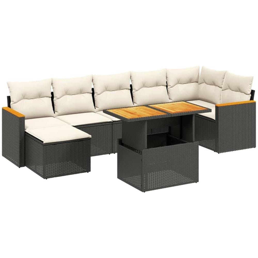 Set Divani da Giardino con Cuscini 8 pz Nero in Polyrattan - Foto 1