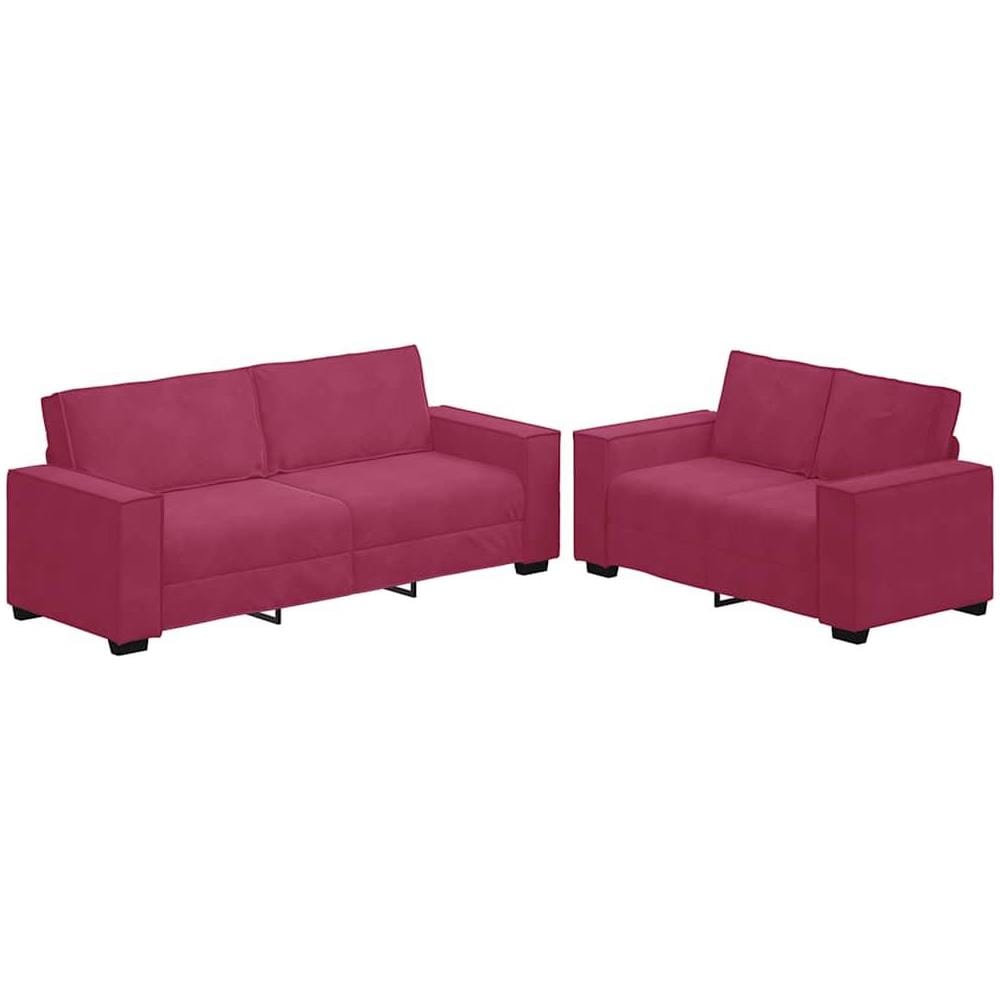 Set di Divani 2 pz con Cuscini Rosso Vino in Velluto - Foto 1