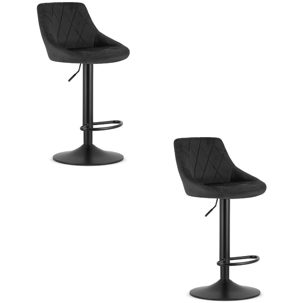 Sgabello girevole VALORA DAKA - Velluto nero con base nera x 2 - Foto 1