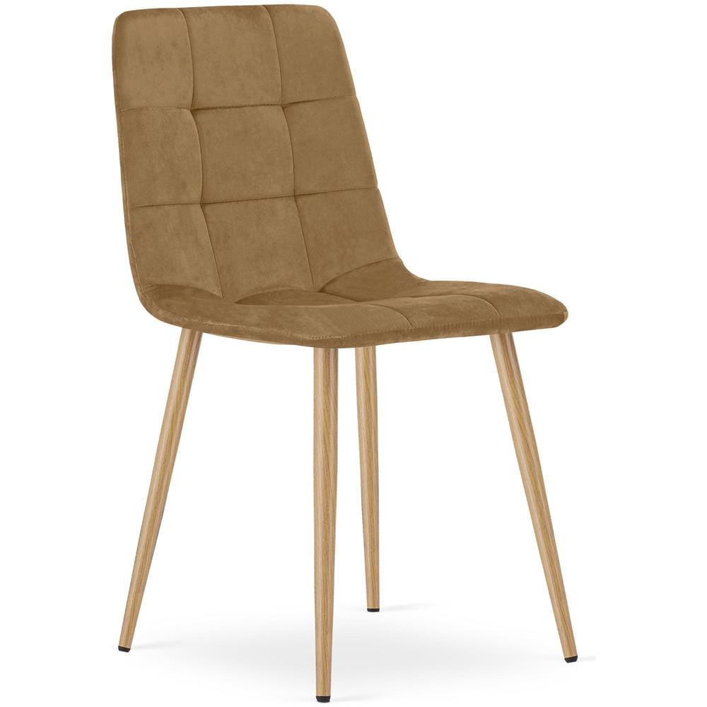Sedia PYRA - Gambe moderne in velluto marrone / color legno x 2 x 2 - Foto 2
