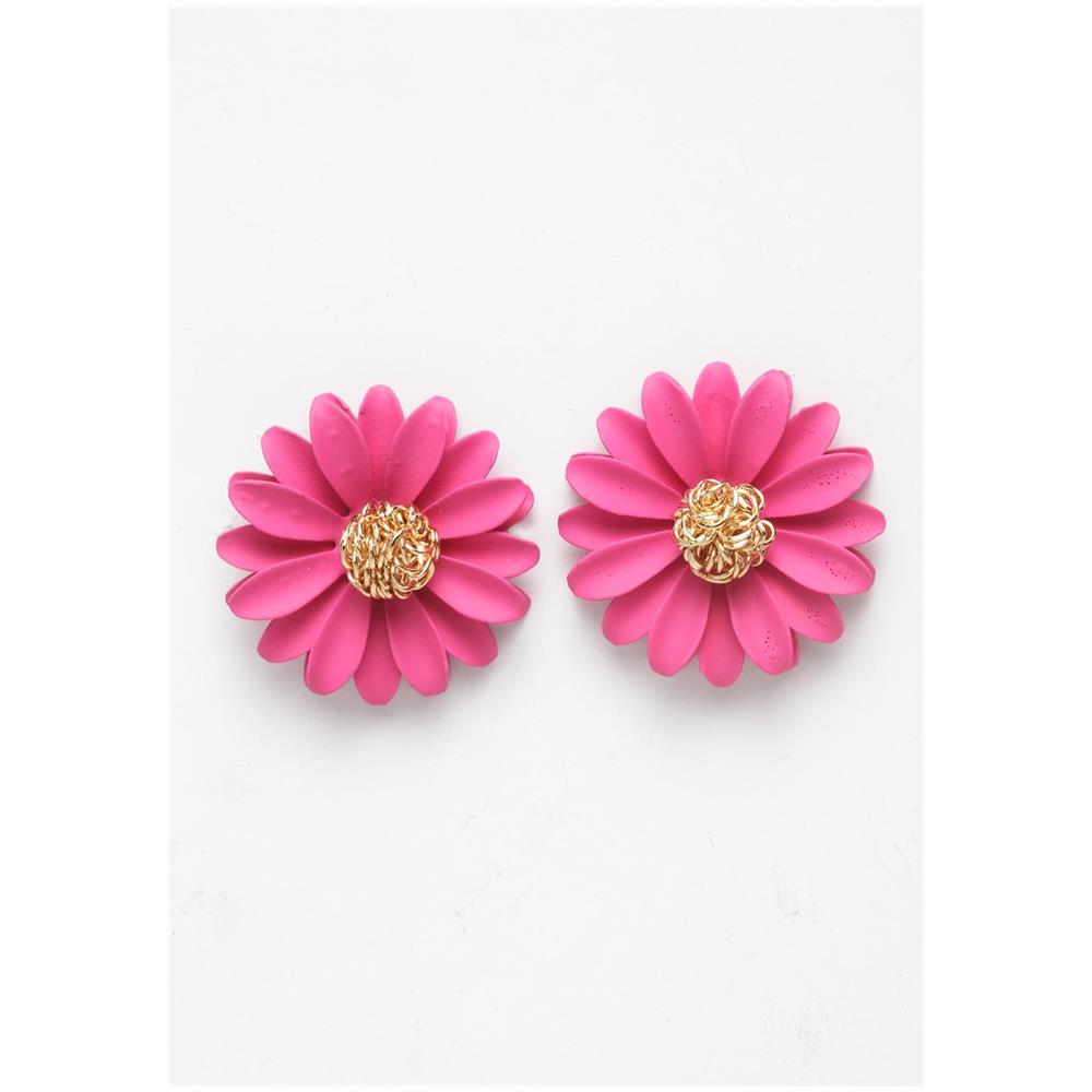 Orecchini a Bottone Floreali Fuchsia - Foto 1