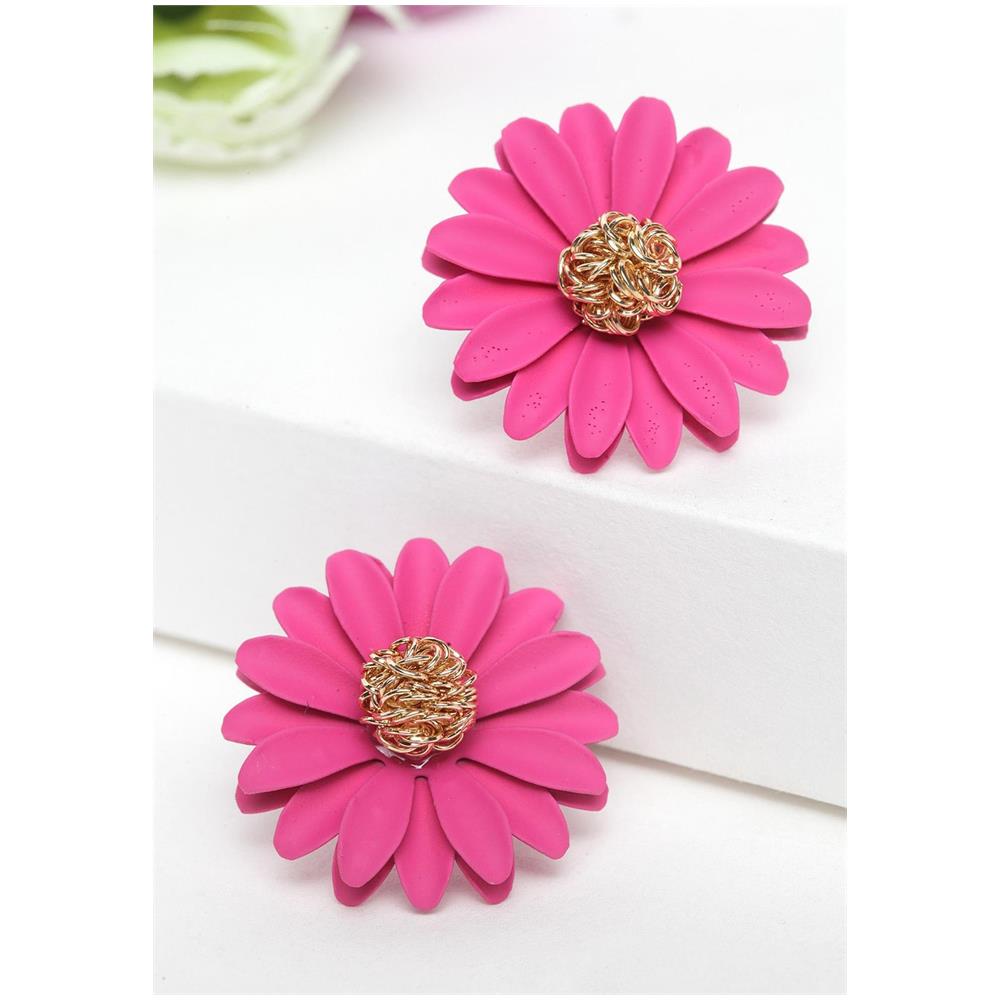 Orecchini a Bottone Floreali Fuchsia - Foto 2