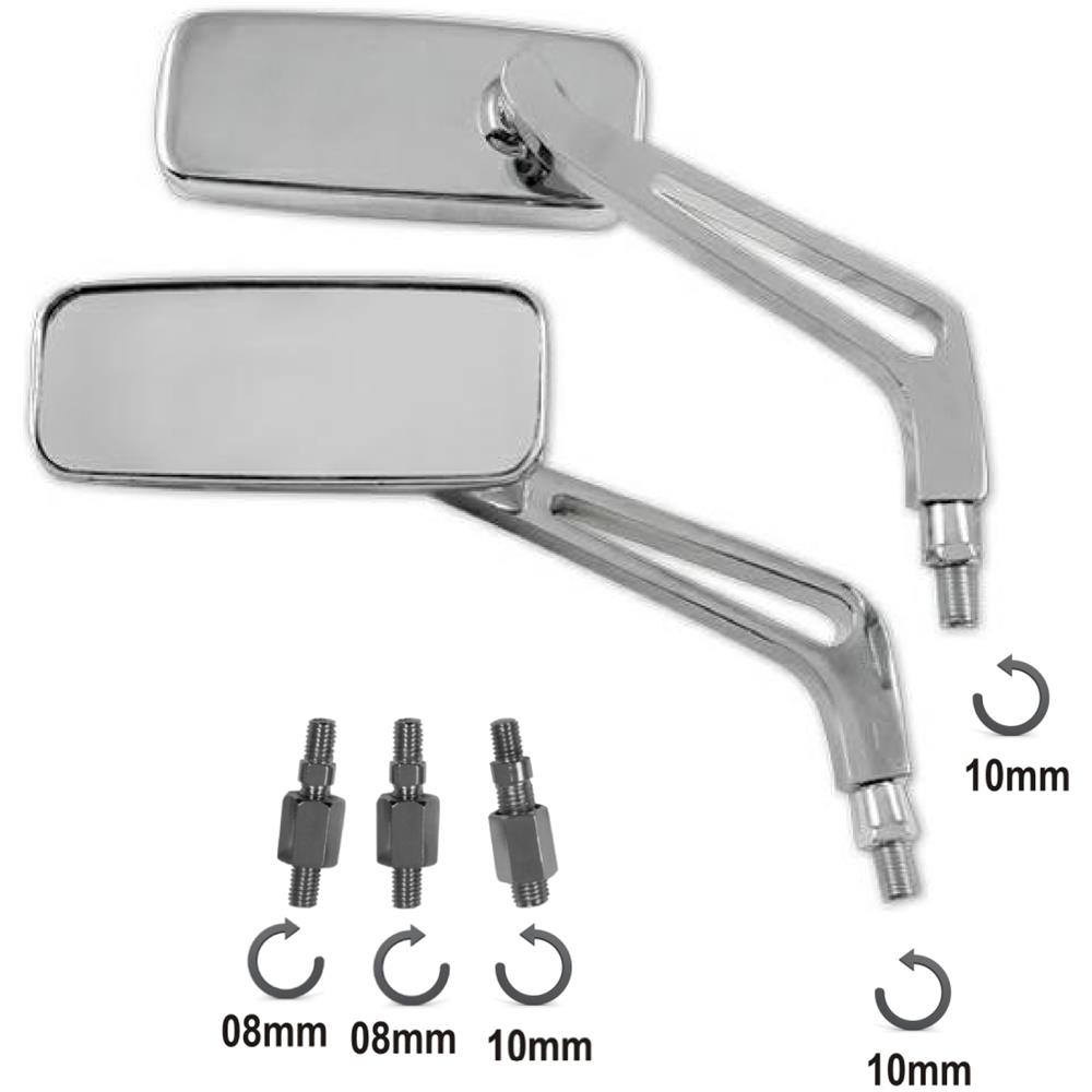 Specchio Retrovisore Moto Chopper Custom Coppia Specchietti Cromo Dx+sx - Foto 1