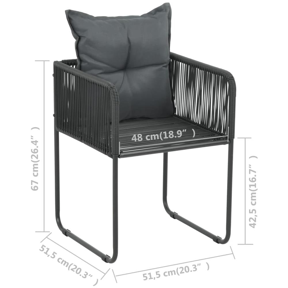 Set Da Pranzo Da Giardino 3 Pz In Rattan Pvc Nero E Marrone - Foto 10