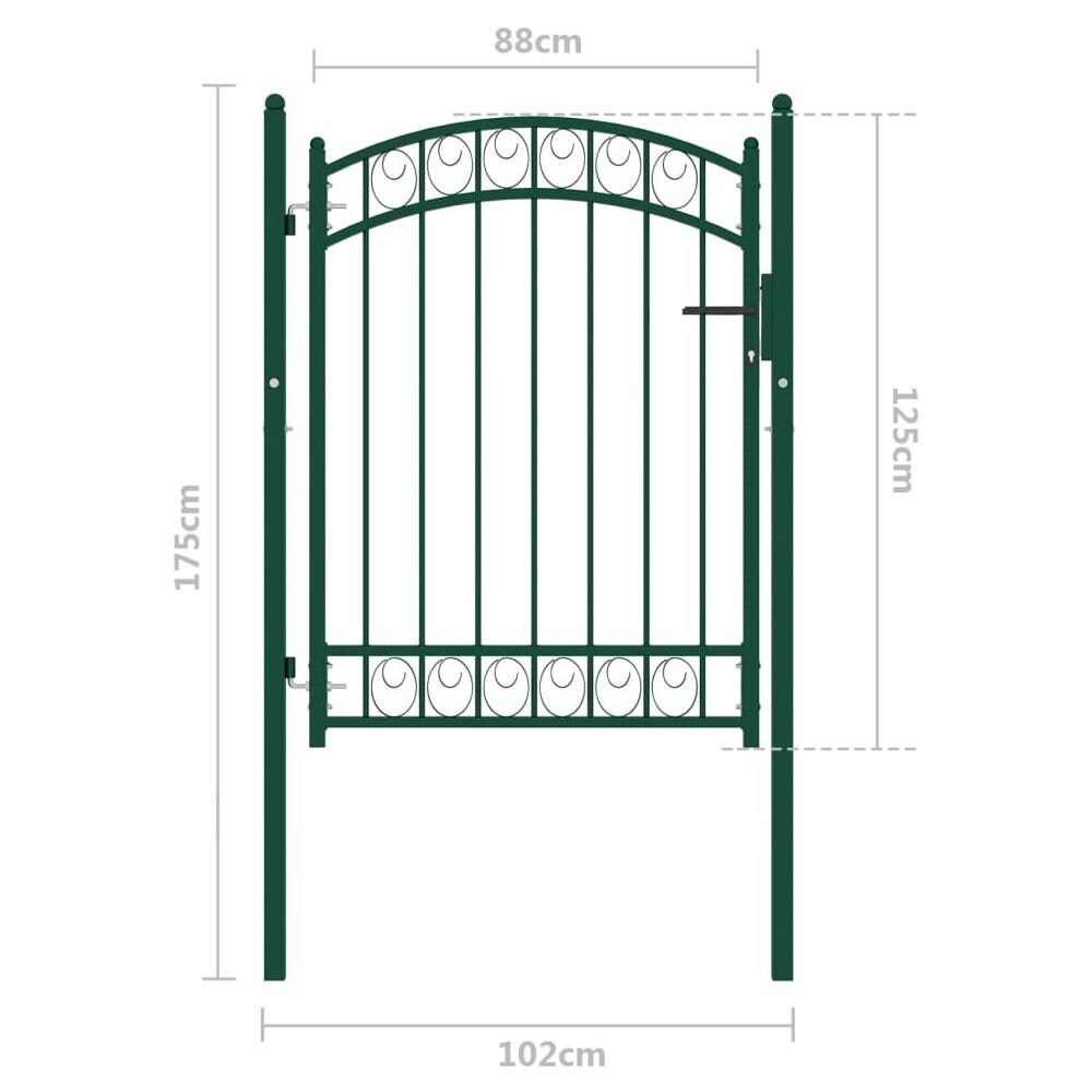 Cancello Per Recinzione Ad Arco In Acciaio 100x125 Cm Verde - Foto 5