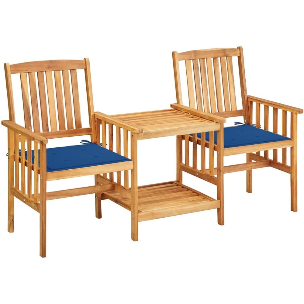 Sedie da Giardino con Cuscini e Tavolino in Massello di Acacia - Foto 1