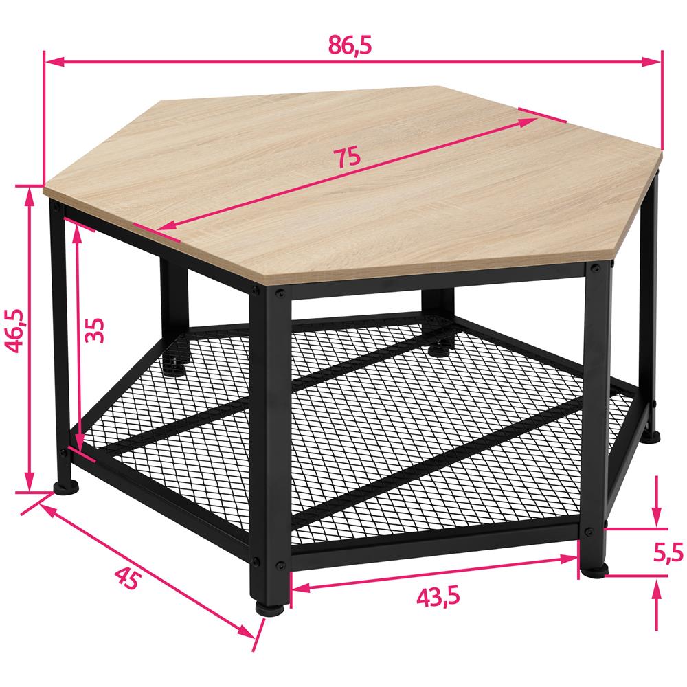 Tavolino Da Salotto Norwich 86,5 X 75 X 46,5 Cm - Industriale Legno Chiaro, Rovere Sonoma - Foto 4