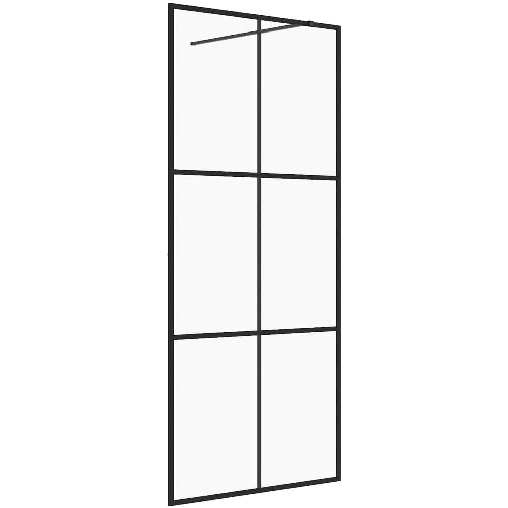 Parete Doccia Walk-in In Vetro Trasparente Esg Nera 80x195 Cm - Foto 2