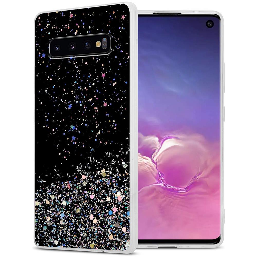 Custodia Compatibile Con Samsung Galaxy S10 Plus In Nero Con Glitter - Coperchio Protettivo In Silicone Tpu Flessibile Con Glitter Scintillanti - Foto 1