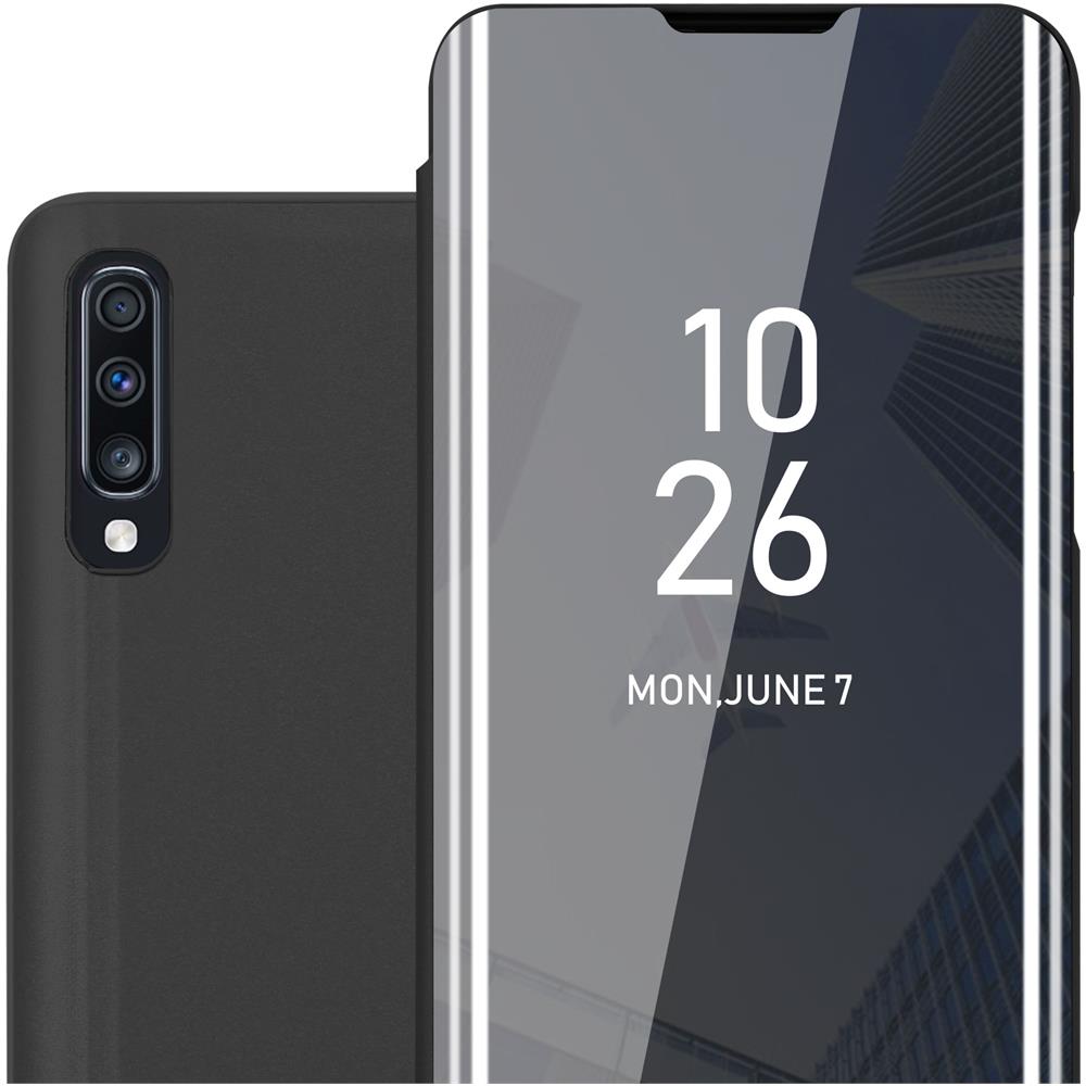 Custodia Compatibile Con Samsung Galaxy A70 / A70s In Tormalina Nera - Clear View Specchio Coperchio Protettivo Con Funzione Di Supporto Protezione A 360 Gradi - Foto 1