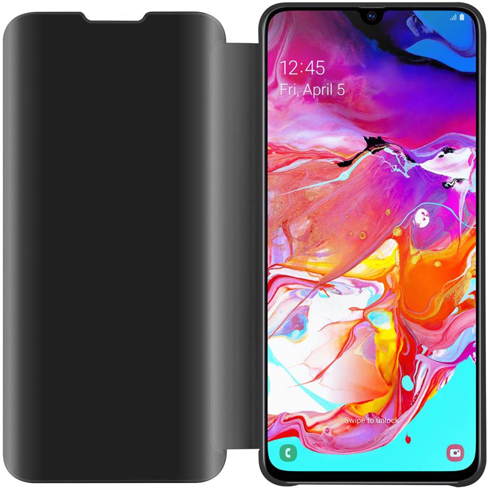 Custodia Compatibile Con Samsung Galaxy A70 / A70s In Tormalina Nera - Clear View Specchio Coperchio Protettivo Con Funzione Di Supporto Protezione A 360 Gradi - Foto 2