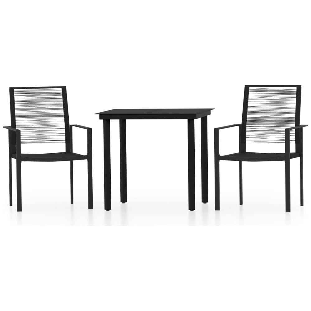 Set Mobili Da Pranzo Per Giardino 3 Pz Nero - Foto 2
